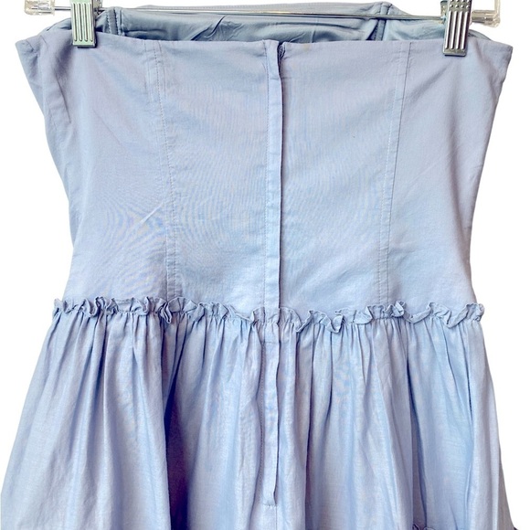 BCBGMaxazria Strapless Ruffled Mini Dress Light Blue Size 0 - Picture 5 of 8